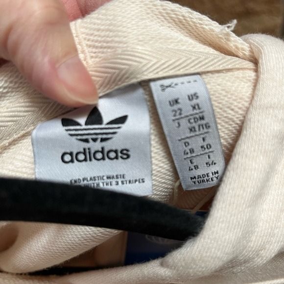 adidas originals off White '80s Cropped Hoodie Cream Trefoil XL NWT - Picture 6 of 10